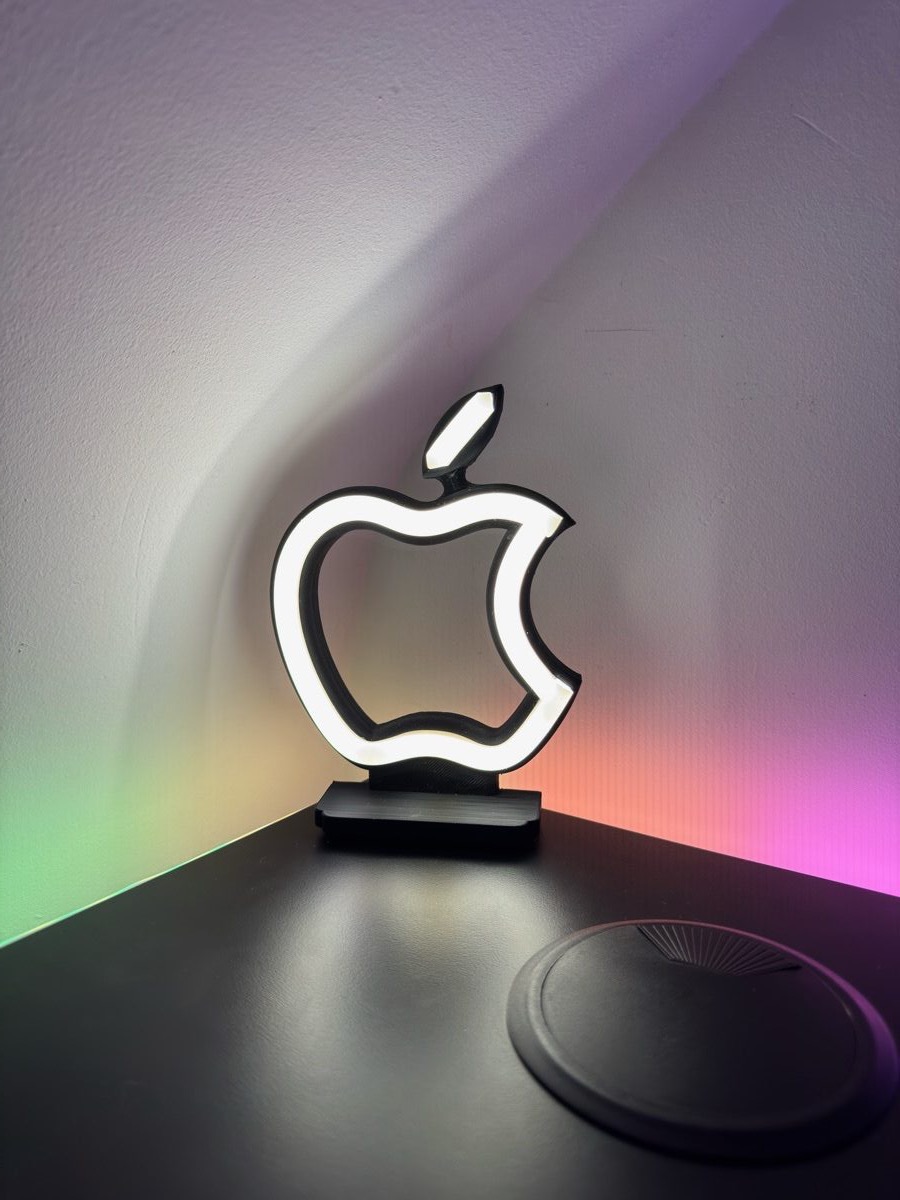 Logo Apple rétroéclairé LED blanc sur mur — WOAW Light