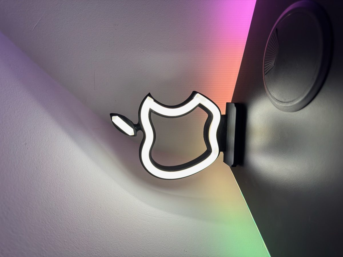Logo Apple rétroéclairé LED blanc sur mur — WOAW Light