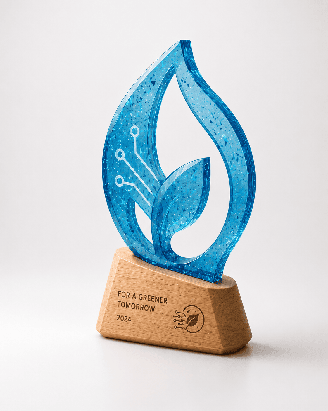 Série de trophées recyclés pour événement, fabriqués à Namur — WOAW Trophy